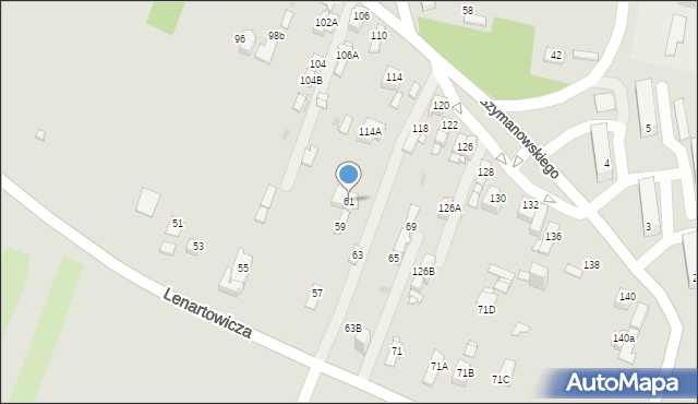 Sosnowiec, Lenartowicza Teofila Aleksandra, 61, mapa Sosnowca