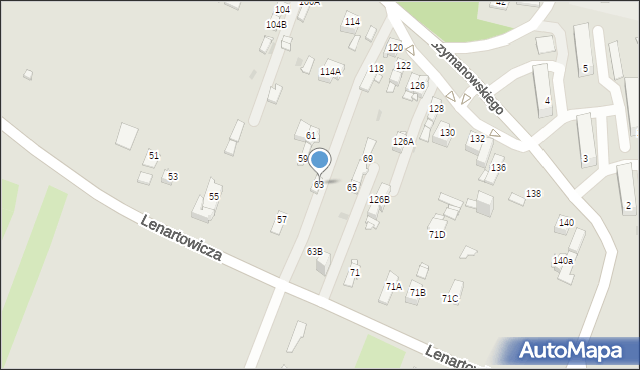 Sosnowiec, Lenartowicza Teofila Aleksandra, 63, mapa Sosnowca