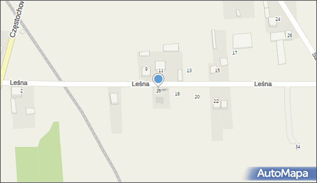 Stary Cykarzew, Leśna, 16, mapa Stary Cykarzew