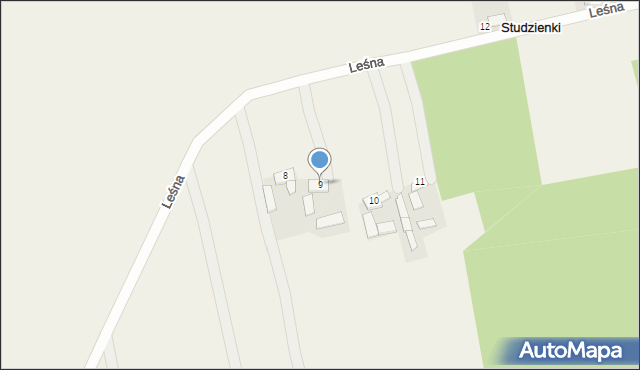 Studzienki, Leśna, 9, mapa Studzienki