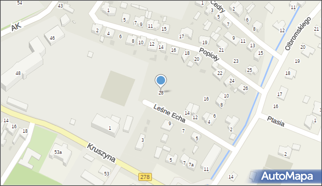 Sulechów, Leśne Echa, 28, mapa Sulechów
