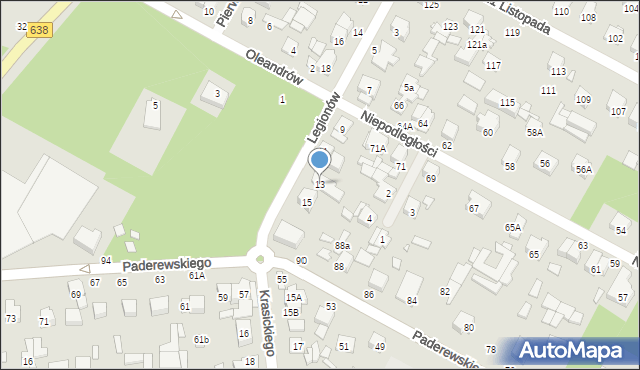 Sulejówek, Legionów, 13, mapa Sulejówek