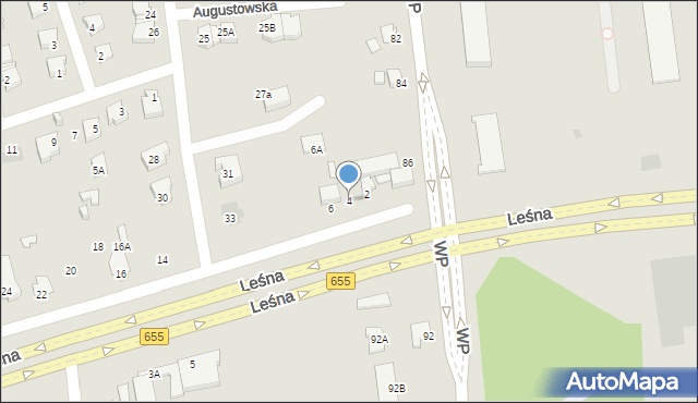 Suwałki, Leśna, 4, mapa Suwałk