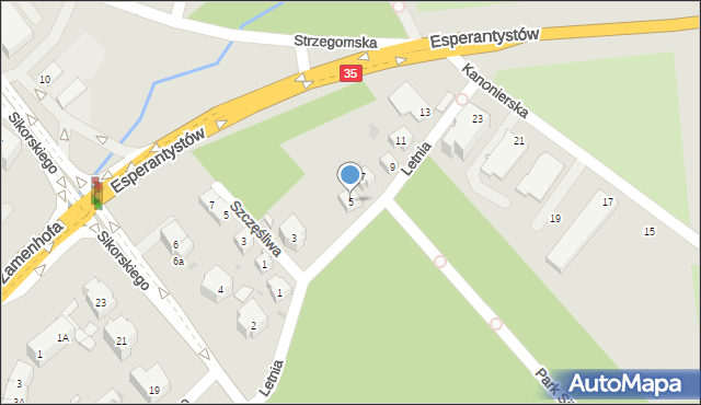 Świdnica, Letnia, 5, mapa Świdnicy