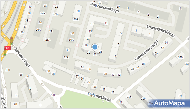 Szczecin, Lewandowskiego Stefana, 23, mapa Szczecina