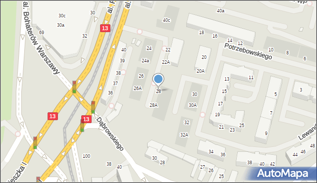 Szczecin, Lewandowskiego Stefana, 28, mapa Szczecina