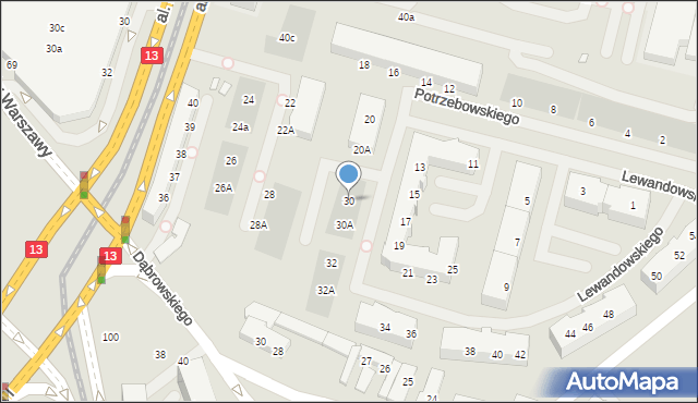 Szczecin, Lewandowskiego Stefana, 30, mapa Szczecina