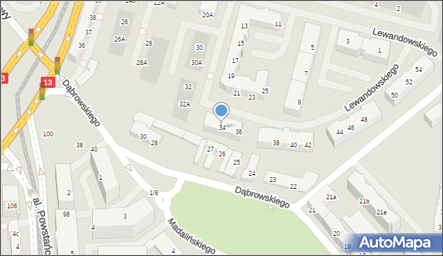 Szczecin, Lewandowskiego Stefana, 34, mapa Szczecina