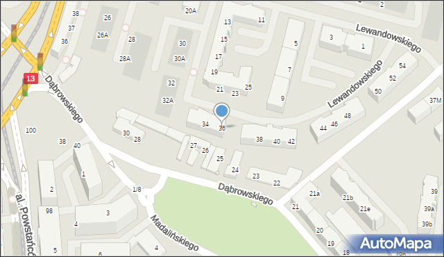 Szczecin, Lewandowskiego Stefana, 36, mapa Szczecina