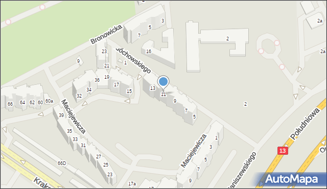 Szczecin, Ledóchowskiego Antoniego, 11, mapa Szczecina