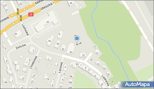Szczecin, Lednicka, 6e, mapa Szczecina