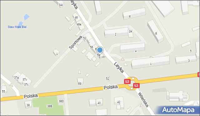 Szczytno, Leyka Fryderyka, 58a, mapa Szczytno