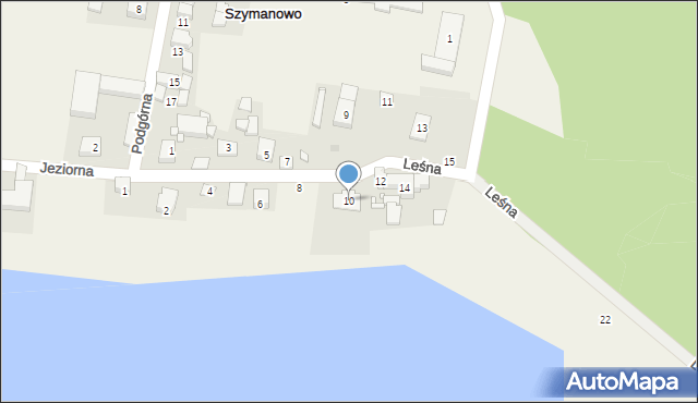 Szymanowo, Leśna, 10, mapa Szymanowo