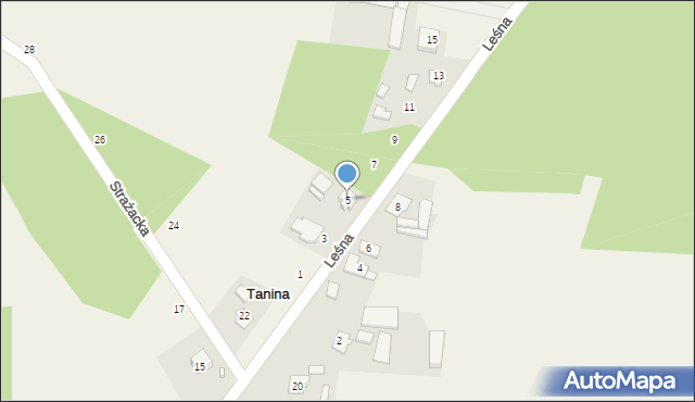 Tanina, Leśna, 5, mapa Tanina