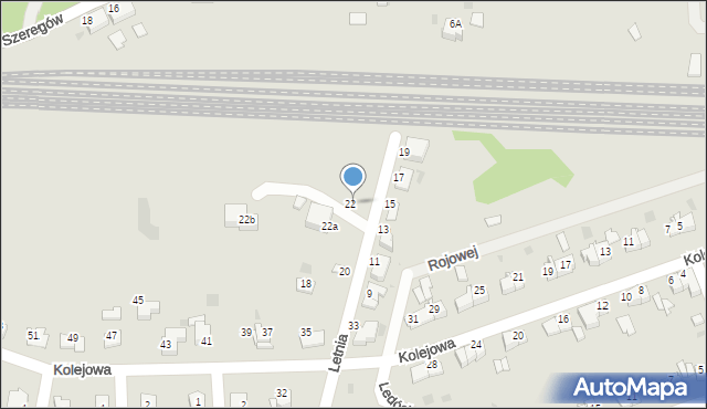 Tarnów, Letnia, 22, mapa Tarnów
