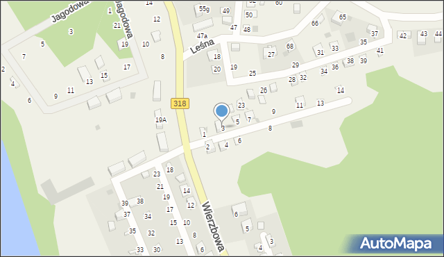 Tarnów Jezierny, Leśna, 3, mapa Tarnów Jezierny