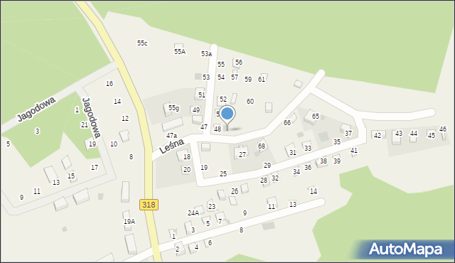 Tarnów Jezierny, Leśna, 48a, mapa Tarnów Jezierny