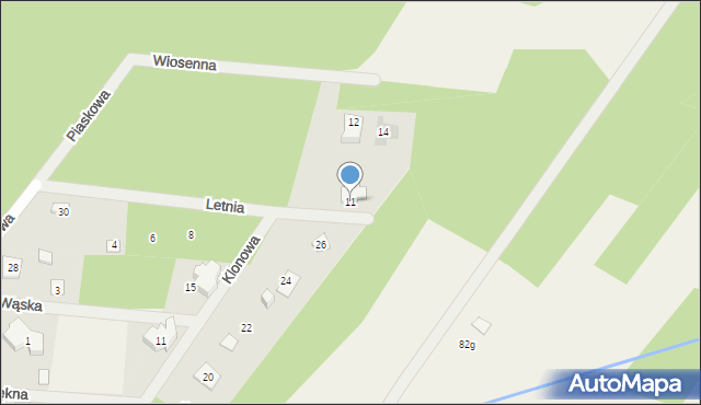 Tartak Brzózki, Letnia, 11, mapa Tartak Brzózki