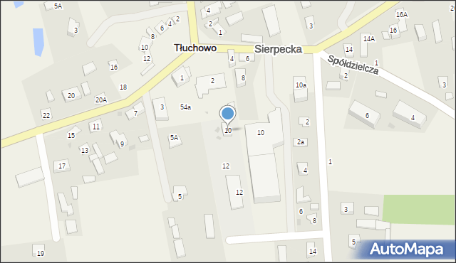 Tłuchowo, Leśna, 10, mapa Tłuchowo