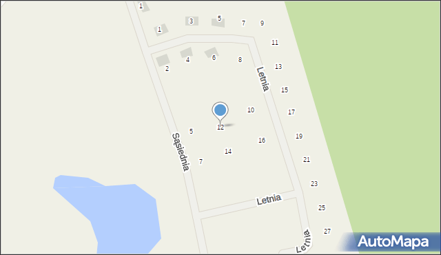 Tomaszkowo, Letnia, 12, mapa Tomaszkowo