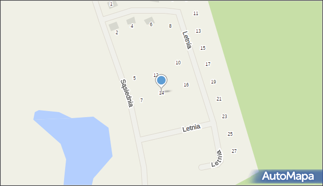 Tomaszkowo, Letnia, 14, mapa Tomaszkowo