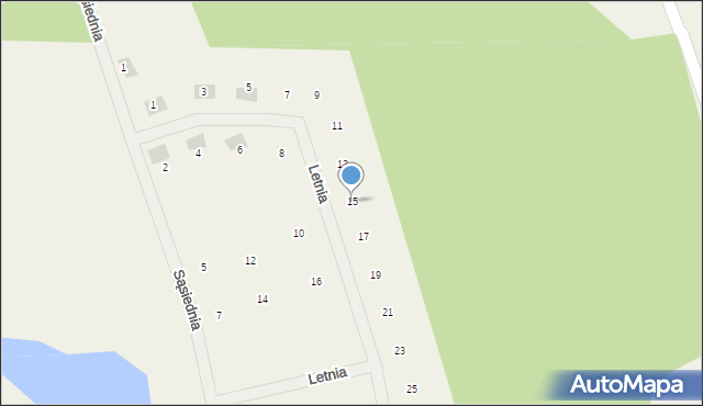 Tomaszkowo, Letnia, 15, mapa Tomaszkowo