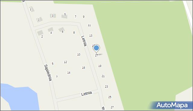 Tomaszkowo, Letnia, 17, mapa Tomaszkowo