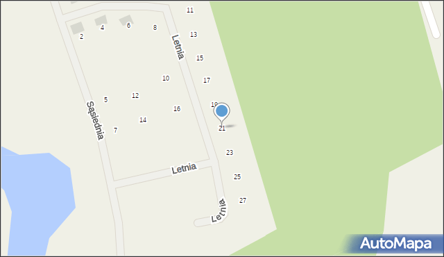 Tomaszkowo, Letnia, 21, mapa Tomaszkowo