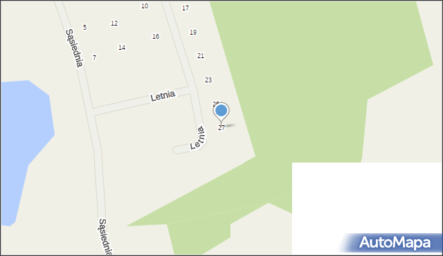 Tomaszkowo, Letnia, 27, mapa Tomaszkowo