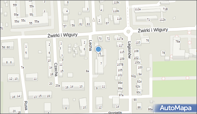 Toruń, Lecha, 5-7, mapa Torunia