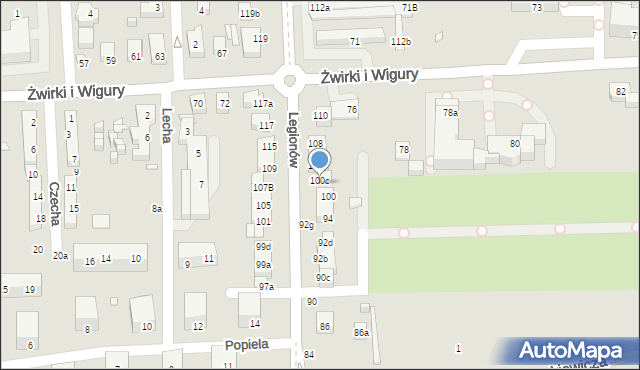 Toruń, Legionów, 100b, mapa Torunia