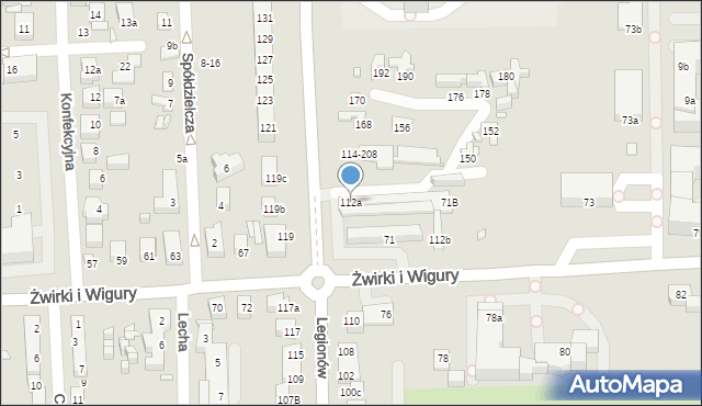 Toruń, Legionów, 112a, mapa Torunia