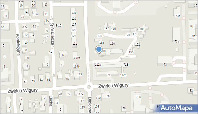 Toruń, Legionów, 134, mapa Torunia