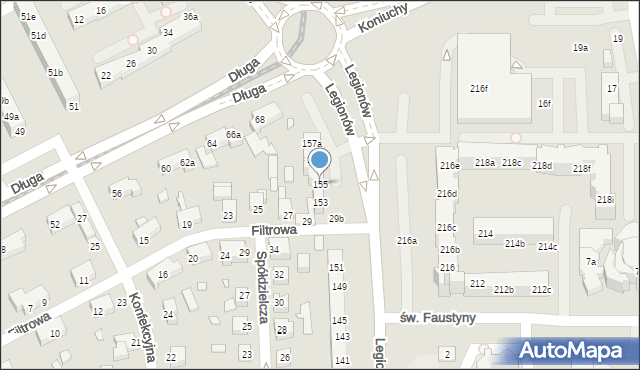 Toruń, Legionów, 155, mapa Torunia