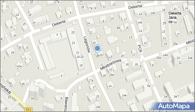 Toruń, Legionów, 18, mapa Torunia