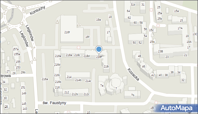 Toruń, Legionów, 218f, mapa Torunia