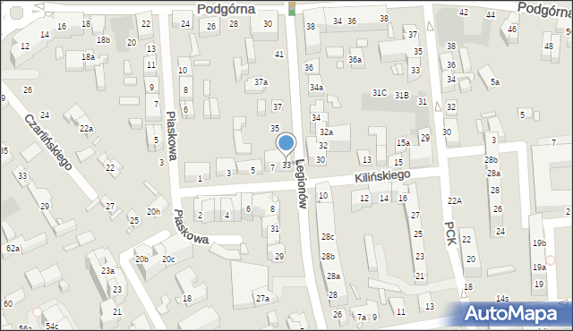 Toruń, Legionów, 33, mapa Torunia