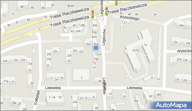 Toruń, Legionów, 79c, mapa Torunia