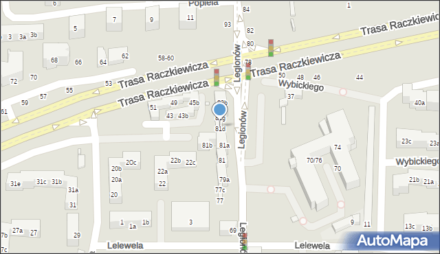 Toruń, Legionów, 81e, mapa Torunia