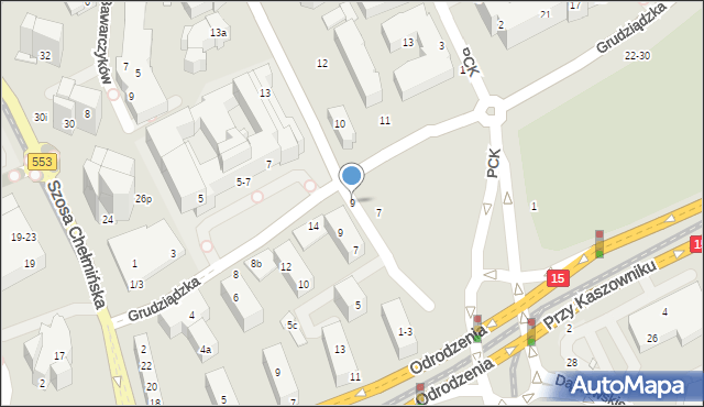 Toruń, Legionów, 9, mapa Torunia