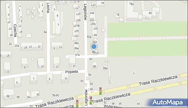 Toruń, Legionów, 90d, mapa Torunia