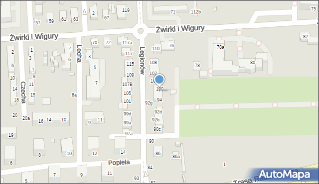 Toruń, Legionów, 98, mapa Torunia