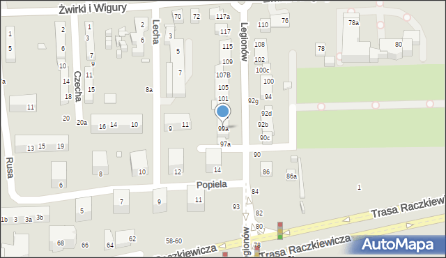 Toruń, Legionów, 99a, mapa Torunia