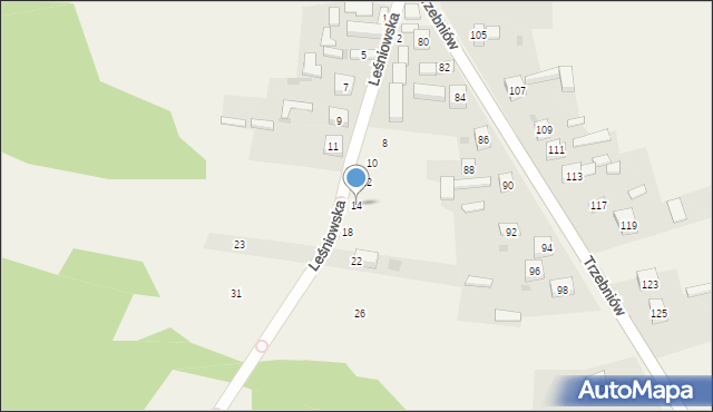 Trzebniów, Leśniowska, 14, mapa Trzebniów