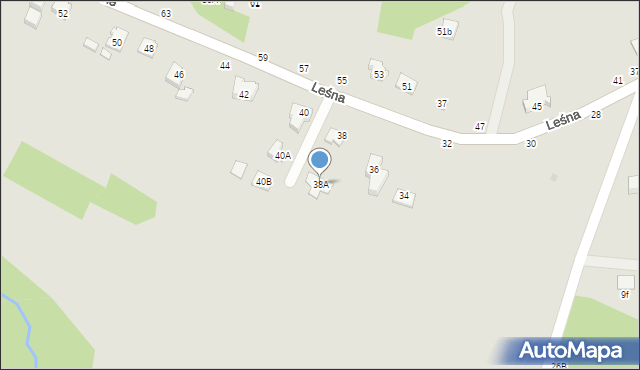 Tuchów, Leśna, 38A, mapa Tuchów