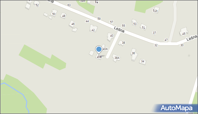 Tuchów, Leśna, 40B, mapa Tuchów