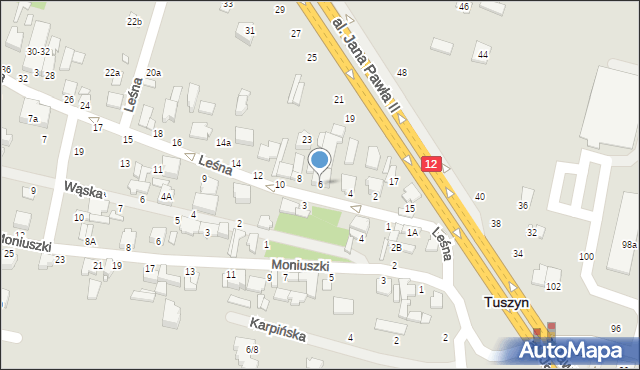 Tuszyn, Leśna, 6, mapa Tuszyn