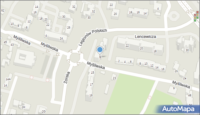 Tychy, Legionów Polskich, 9, mapa Tychów