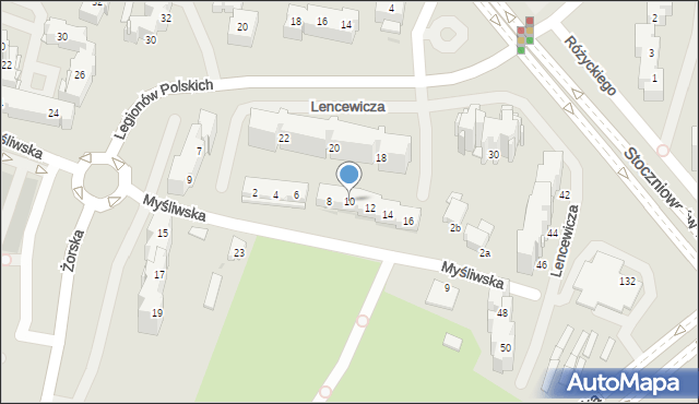 Tychy, Lencewicza Stanisława, 10, mapa Tychów