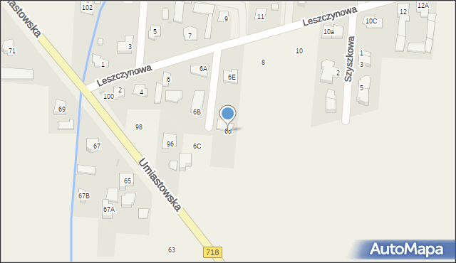 Umiastów, Leszczynowa, 6d, mapa Umiastów